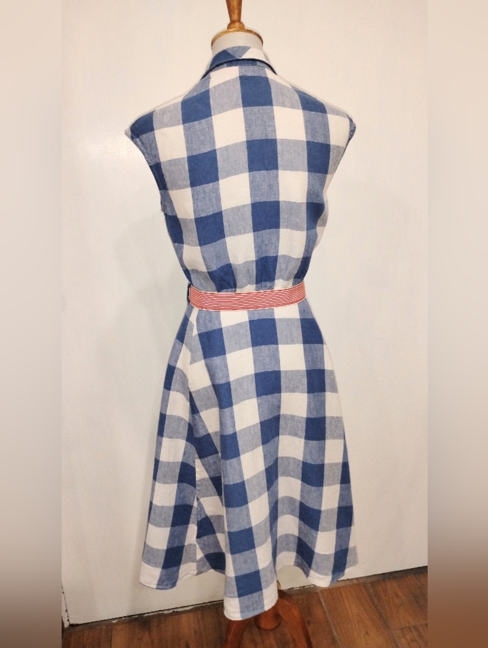 LINEN GINGHAM SUMMER DRESS - Picture 6 of 10